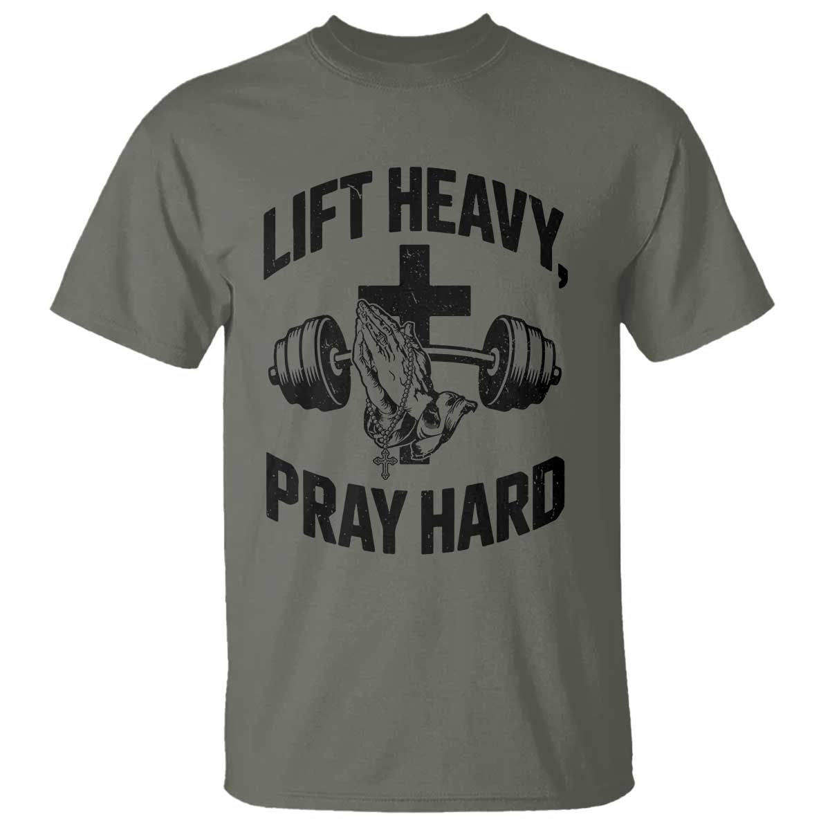 Lift Heavy Pray Hard T Shirt Christian Workout Jesus Gym Lifting - Wonder Print Shop