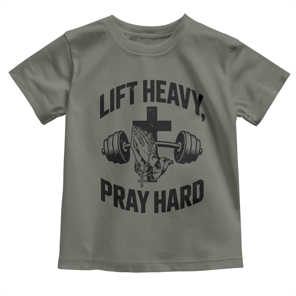 Lift Heavy Pray Hard Toddler T Shirt Christian Workout Jesus Gym Lifting - Wonder Print Shop
