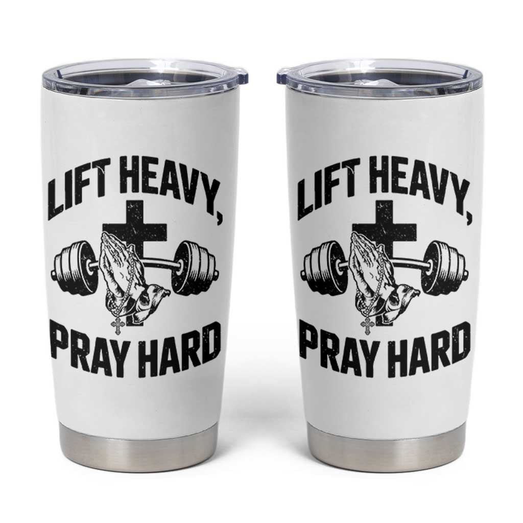Lift Heavy Pray Hard Tumbler Cup Christian Workout Jesus Gym Lifting - Wonder Print Shop