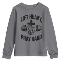 Lift Heavy Pray Hard Youth Sweatshirt Christian Workout Jesus Gym Lifting - Wonder Print Shop