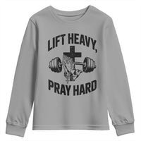 Lift Heavy Pray Hard Youth Sweatshirt Christian Workout Jesus Gym Lifting - Wonder Print Shop