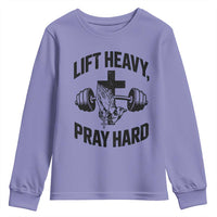 Lift Heavy Pray Hard Youth Sweatshirt Christian Workout Jesus Gym Lifting - Wonder Print Shop