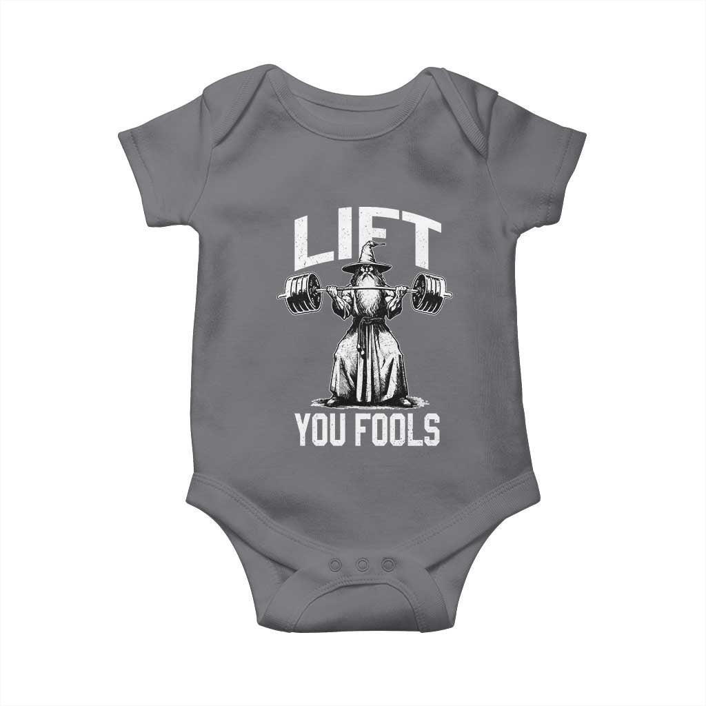 Funny Lift You Fools Baby Onesie Swole Wizard Weightlifting Bodybuilding Gym Fitness - Wonder Print Shop