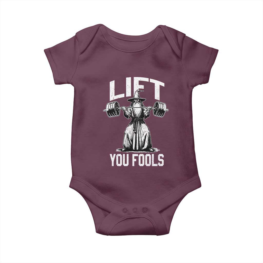 Funny Lift You Fools Baby Onesie Swole Wizard Weightlifting Bodybuilding Gym Fitness - Wonder Print Shop