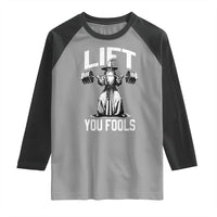 Funny Lift You Fools Raglan Shirt Swole Wizard Weightlifting Bodybuilding Gym Fitness - Wonder Print Shop