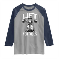 Funny Lift You Fools Raglan Shirt Swole Wizard Weightlifting Bodybuilding Gym Fitness - Wonder Print Shop