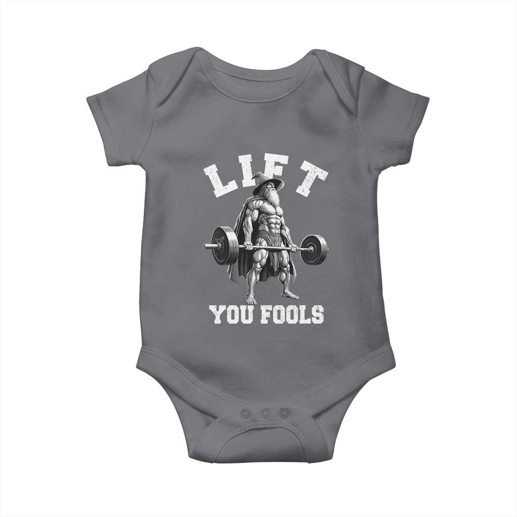 Funny Lift You Fools Baby Onesie Swole Wizard Weightlifting Bodybuilding Gym - Wonder Print Shop