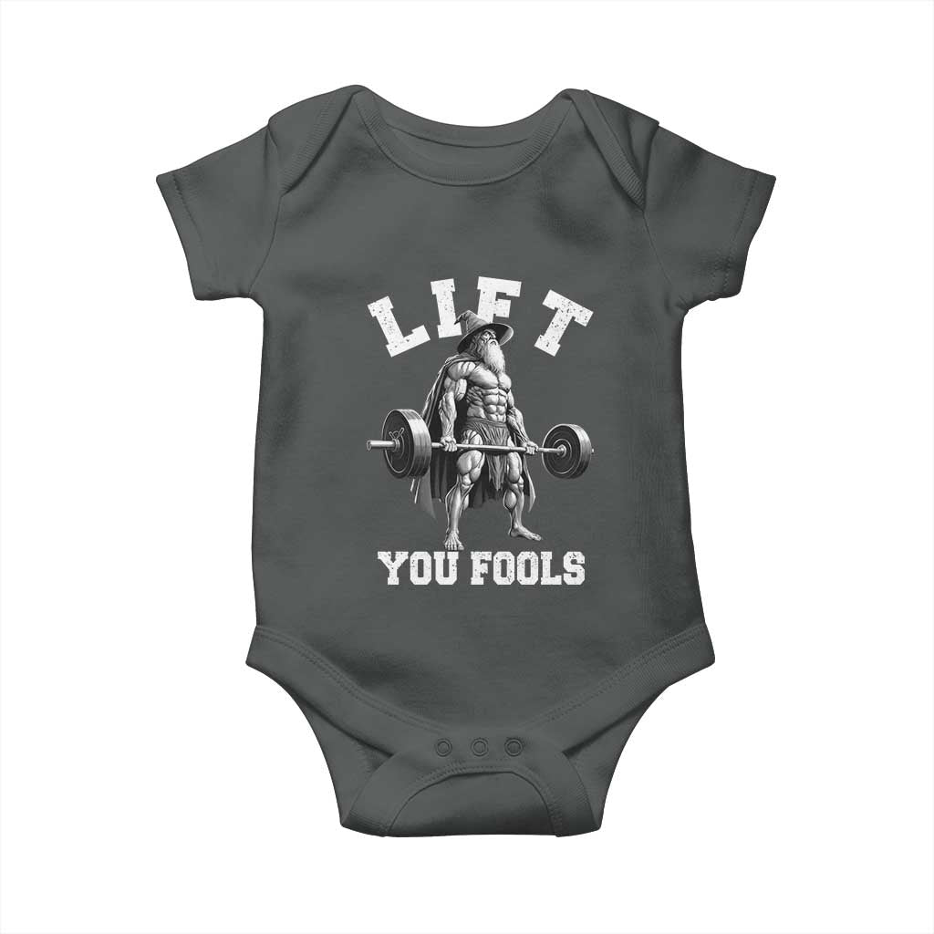 Funny Lift You Fools Baby Onesie Swole Wizard Weightlifting Bodybuilding Gym - Wonder Print Shop