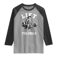 Funny Lift You Fools Raglan Shirt Swole Wizard Weightlifting Bodybuilding Gym - Wonder Print Shop