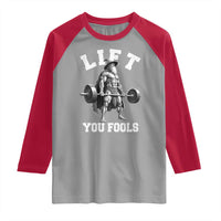 Funny Lift You Fools Raglan Shirt Swole Wizard Weightlifting Bodybuilding Gym - Wonder Print Shop