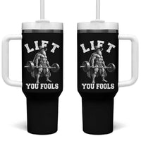 Funny Lift You Fools Tumbler With Handle Swole Wizard Weightlifting Bodybuilding Gym - Wonder Print Shop