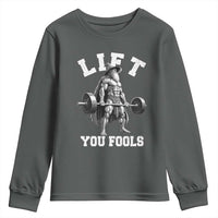 Funny Lift You Fools Youth Sweatshirt Swole Wizard Weightlifting Bodybuilding Gym - Wonder Print Shop