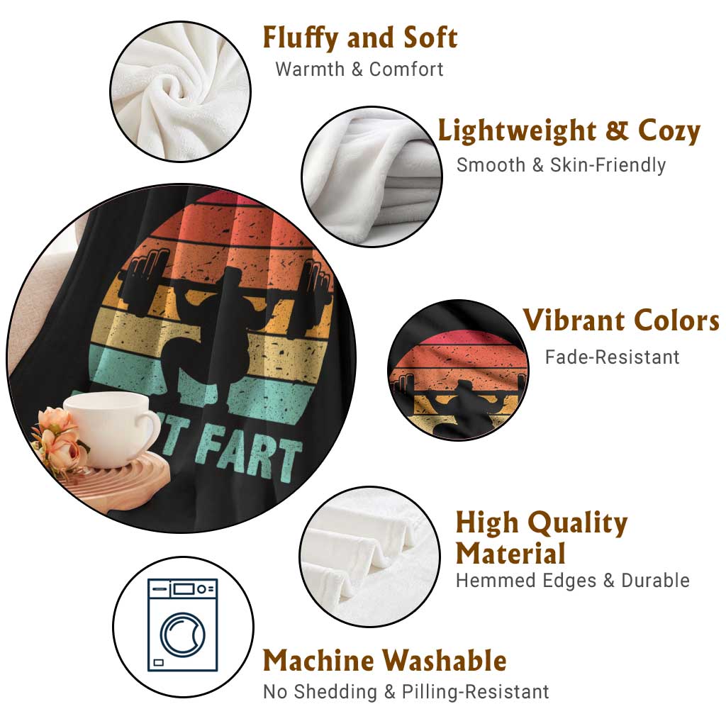 Dont Fart Fitness Gym Workout Weights Squat Humor Throw Blanket - Wonder Print Shop
