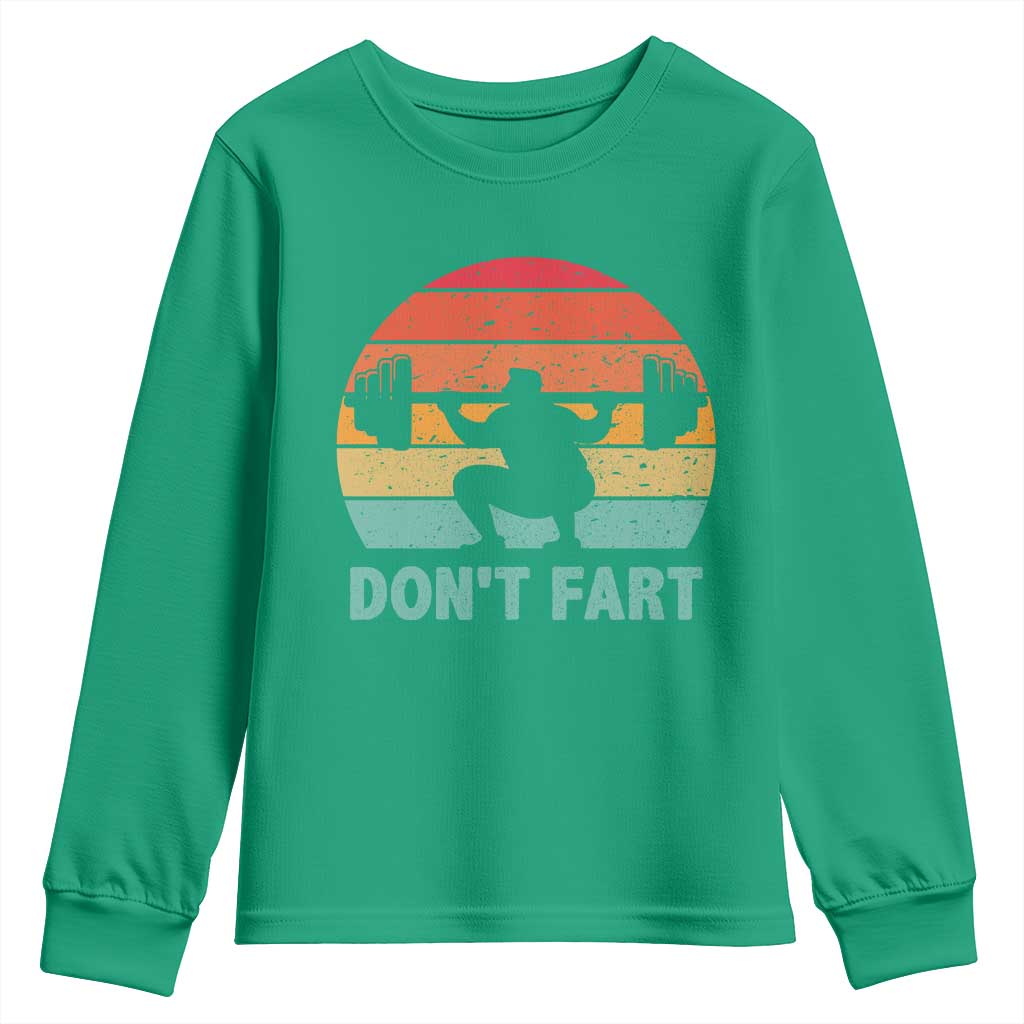 Dont Fart Fitness Gym Workout Weights Squat Humor Youth Sweatshirt - Wonder Print Shop
