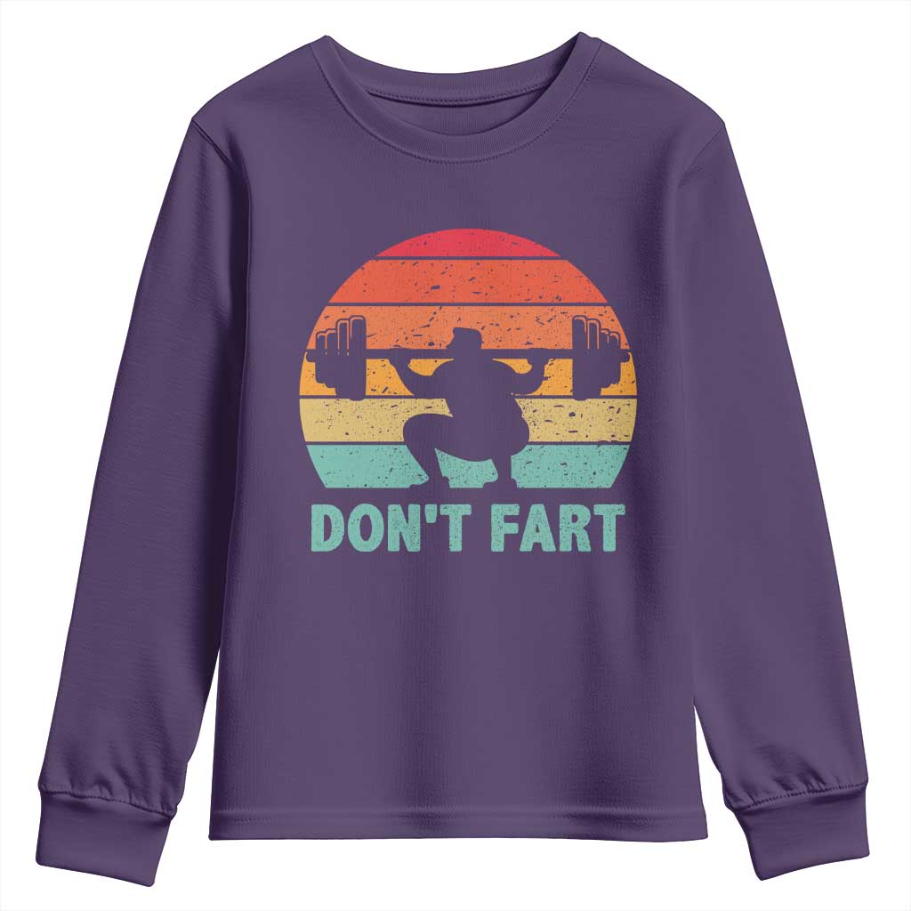Dont Fart Fitness Gym Workout Weights Squat Humor Youth Sweatshirt - Wonder Print Shop