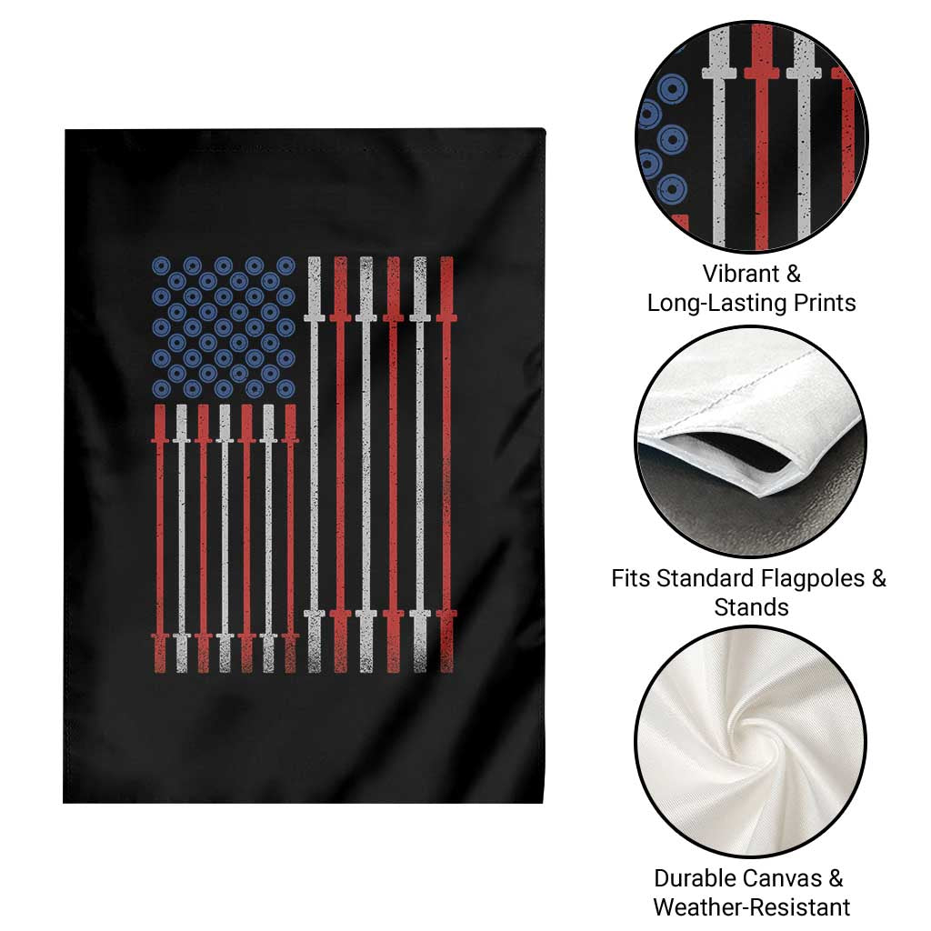 Fitness Gym Barbell Powerlifting Patriotic American Flag Garden Flag - Wonder Print Shop