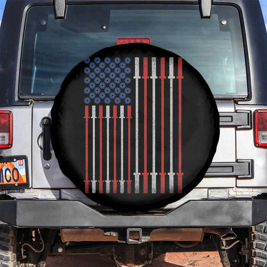 Fitness Gym Barbell Powerlifting Patriotic American Flag Spare Tire Cover - Wonder Print Shop