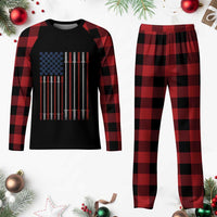 Fitness Gym Barbell Powerlifting Patriotic American Flag Plaid Pajama Set - Wonder Print Shop
