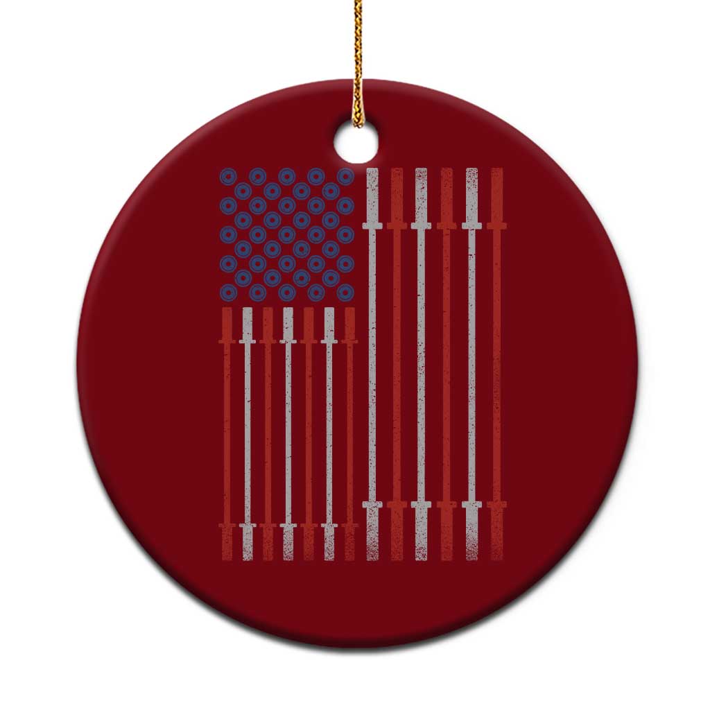 Fitness Gym Barbell Powerlifting Patriotic American Flag Ceramic Ornament - Wonder Print Shop