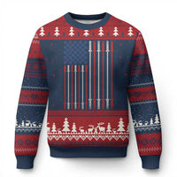 Fitness Gym Barbell Powerlifting Patriotic American Flag Ugly Christmas Sweater - Wonder Print Shop