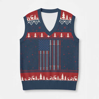 Fitness Gym Barbell Powerlifting Patriotic American Flag V-Neck Knit Sweater Vest - Wonder Print Shop