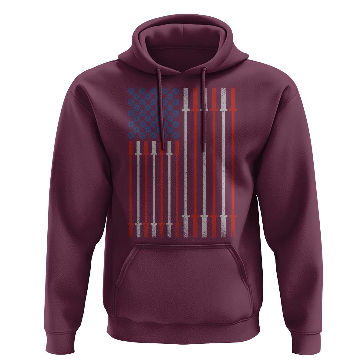 Fitness Gym Barbell Powerlifting Patriotic American Flag Hoodie - Wonder Print Shop