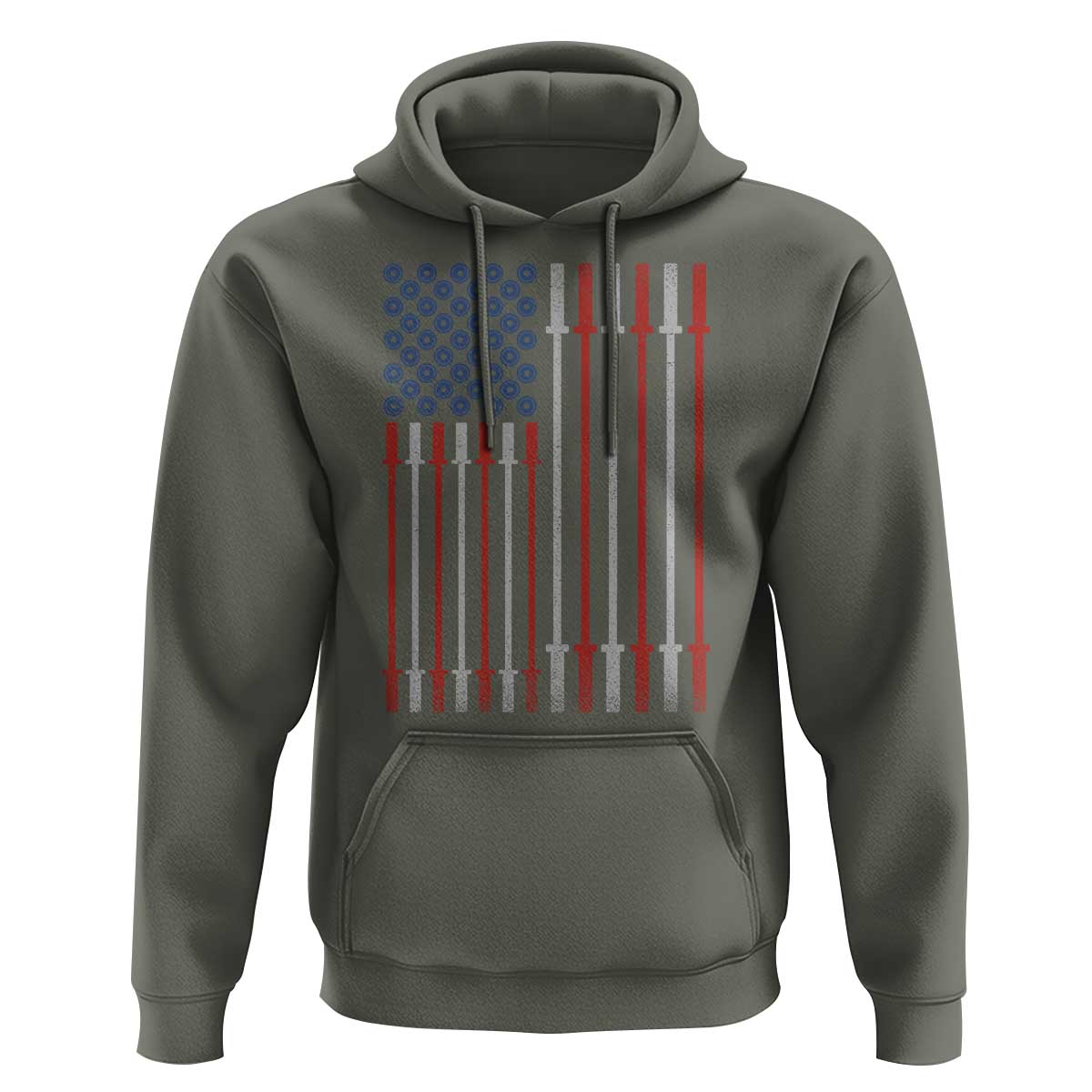 Fitness Gym Barbell Powerlifting Patriotic American Flag Hoodie - Wonder Print Shop