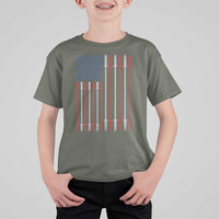 Fitness Gym Barbell Powerlifting Patriotic American Flag T Shirt For Kid - Wonder Print Shop