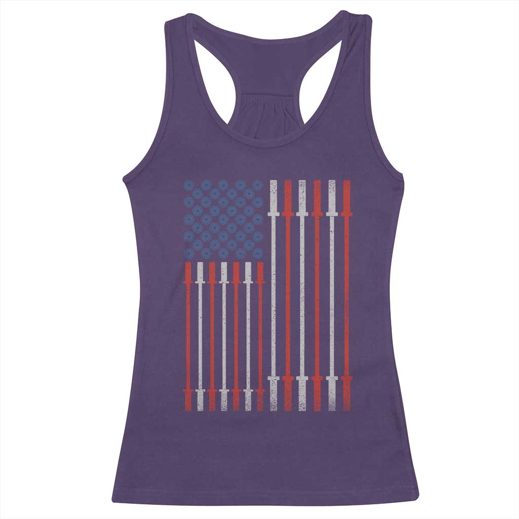 Fitness Gym Barbell Powerlifting Patriotic American Flag Racerback Tank Top - Wonder Print Shop