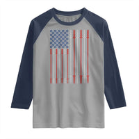 Fitness Gym Barbell Powerlifting Patriotic American Flag Raglan Shirt - Wonder Print Shop