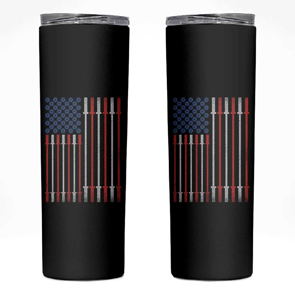 Fitness Gym Barbell Powerlifting Patriotic American Flag Skinny Tumbler - Wonder Print Shop