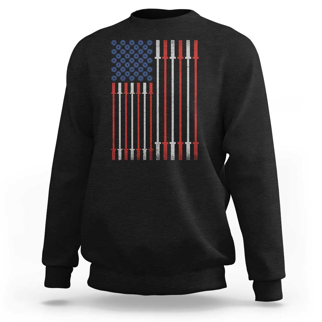 Fitness Gym Barbell Powerlifting Patriotic American Flag Sweatshirt - Wonder Print Shop