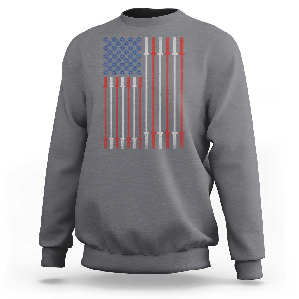 Fitness Gym Barbell Powerlifting Patriotic American Flag Sweatshirt - Wonder Print Shop