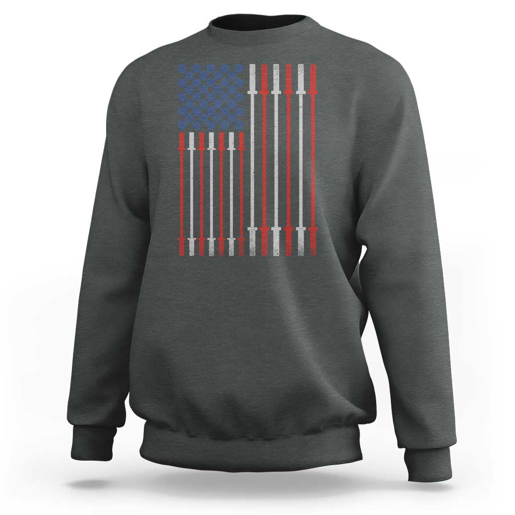 Fitness Gym Barbell Powerlifting Patriotic American Flag Sweatshirt - Wonder Print Shop