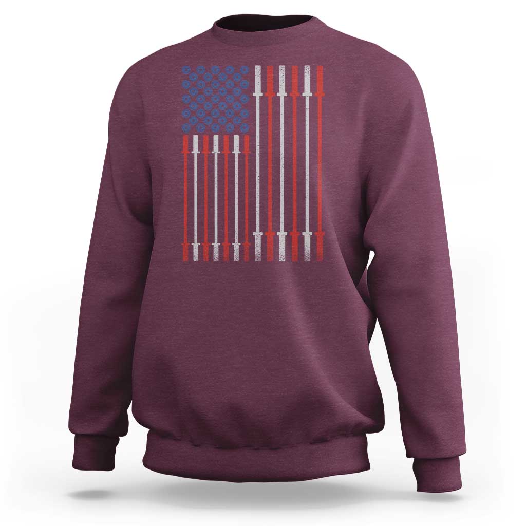 Fitness Gym Barbell Powerlifting Patriotic American Flag Sweatshirt - Wonder Print Shop