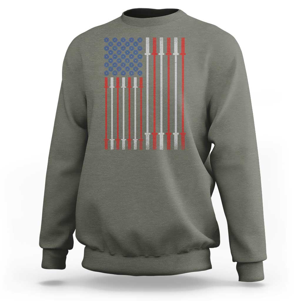 Fitness Gym Barbell Powerlifting Patriotic American Flag Sweatshirt - Wonder Print Shop