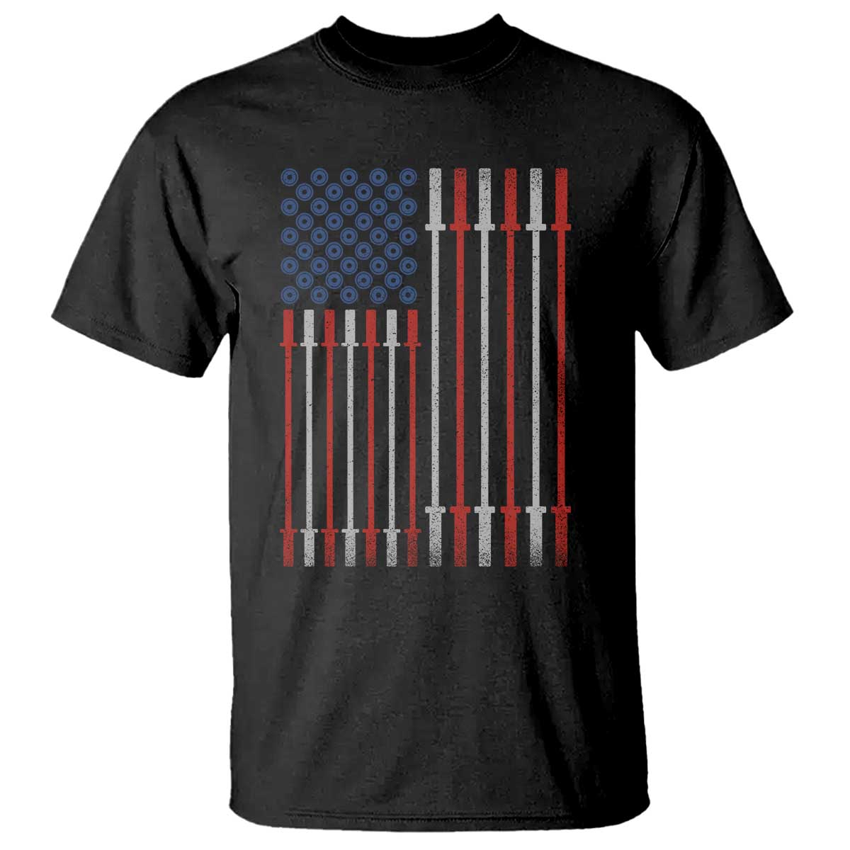 Fitness Gym Barbell Powerlifting Patriotic American Flag T Shirt - Wonder Print Shop