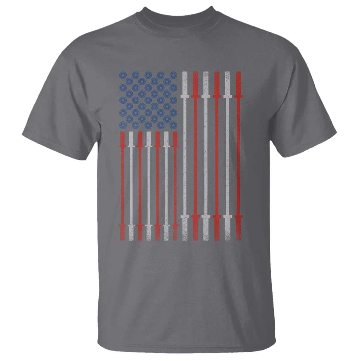 Fitness Gym Barbell Powerlifting Patriotic American Flag T Shirt - Wonder Print Shop