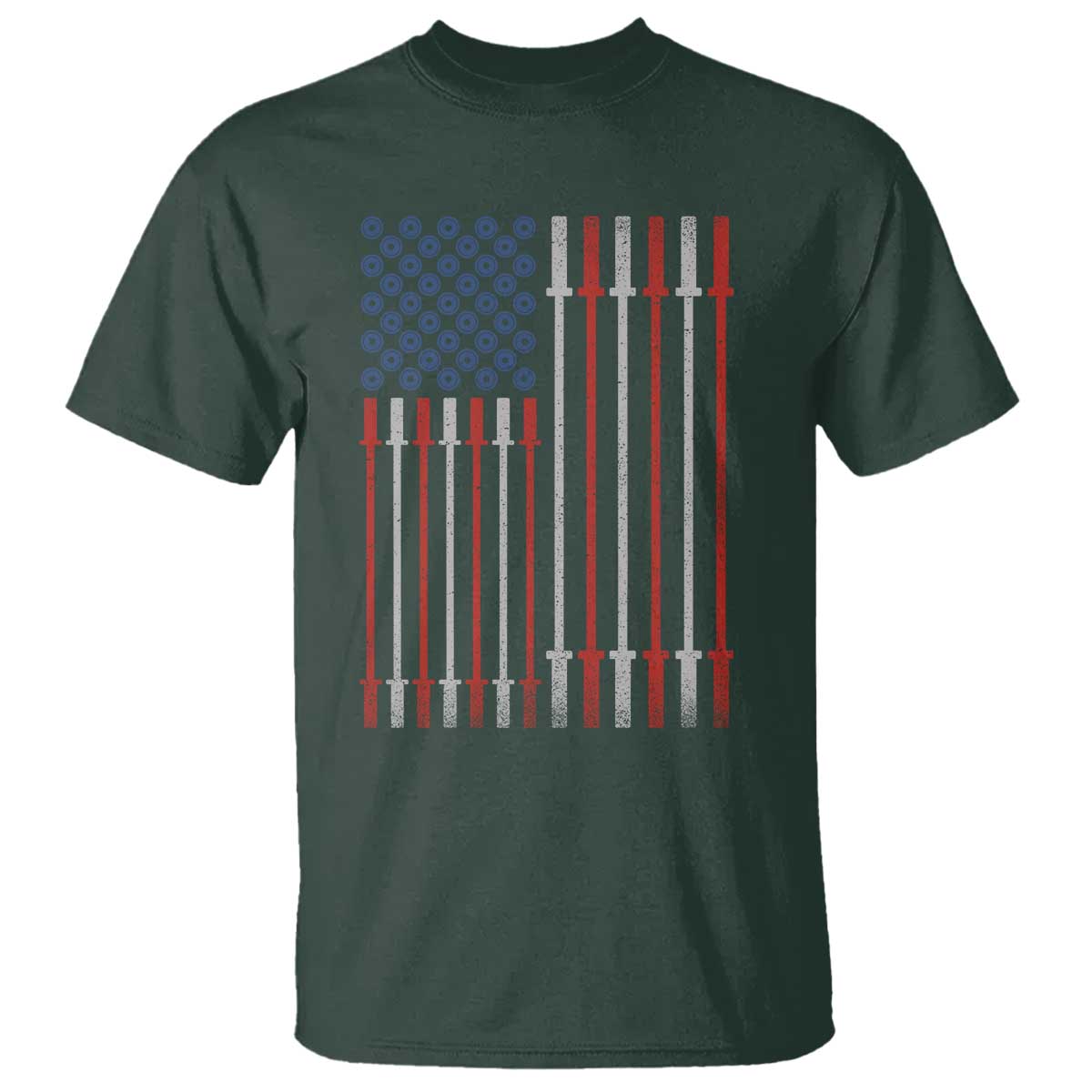 Fitness Gym Barbell Powerlifting Patriotic American Flag T Shirt - Wonder Print Shop