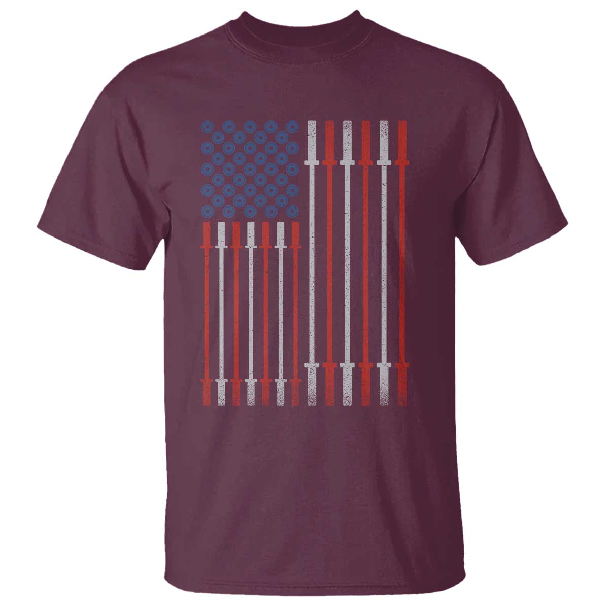 Fitness Gym Barbell Powerlifting Patriotic American Flag T Shirt - Wonder Print Shop