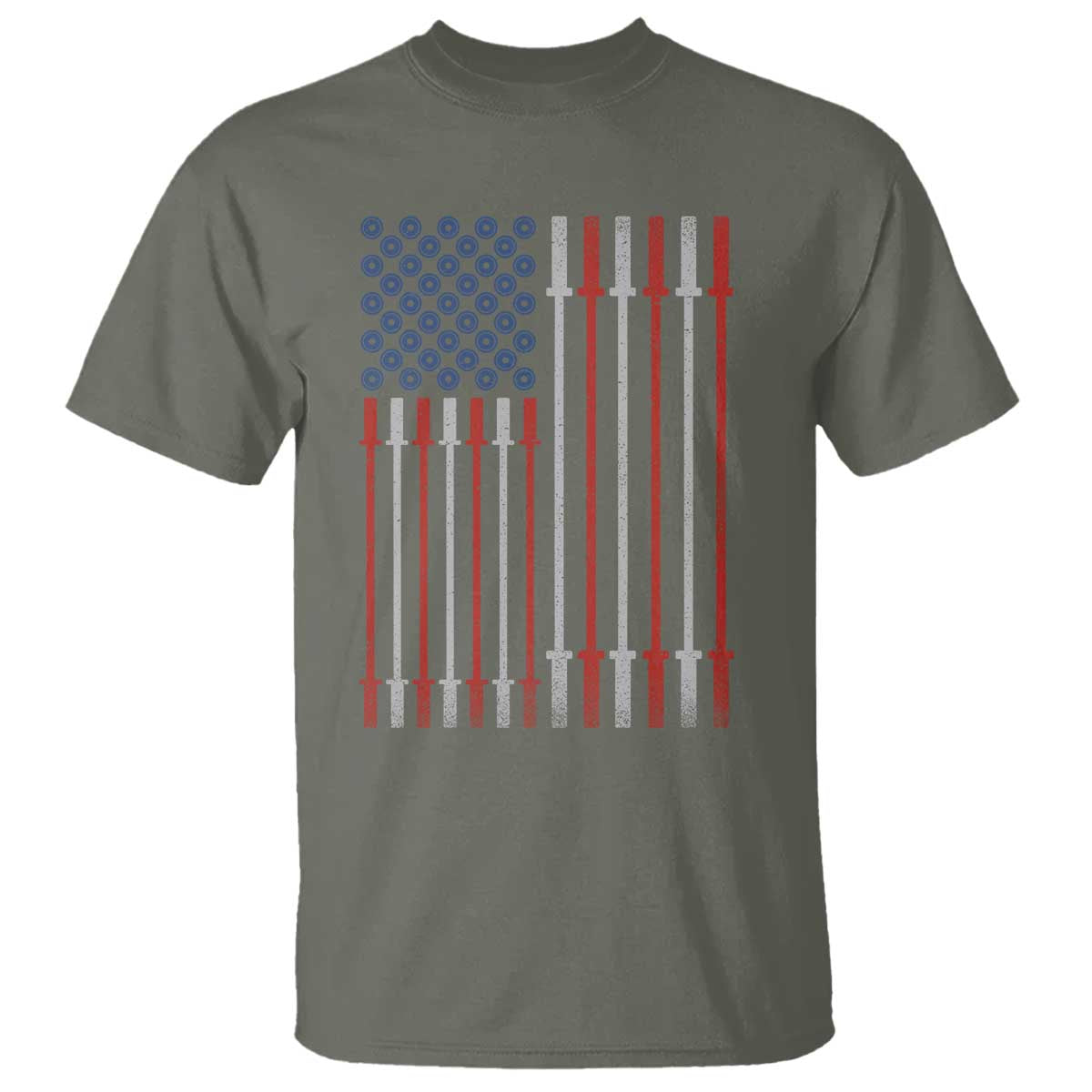 Fitness Gym Barbell Powerlifting Patriotic American Flag T Shirt - Wonder Print Shop