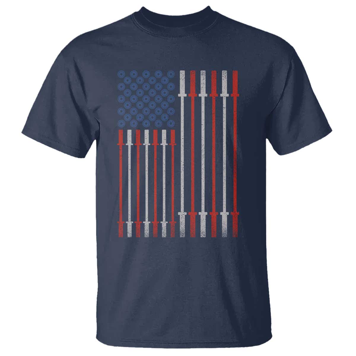 Fitness Gym Barbell Powerlifting Patriotic American Flag T Shirt - Wonder Print Shop