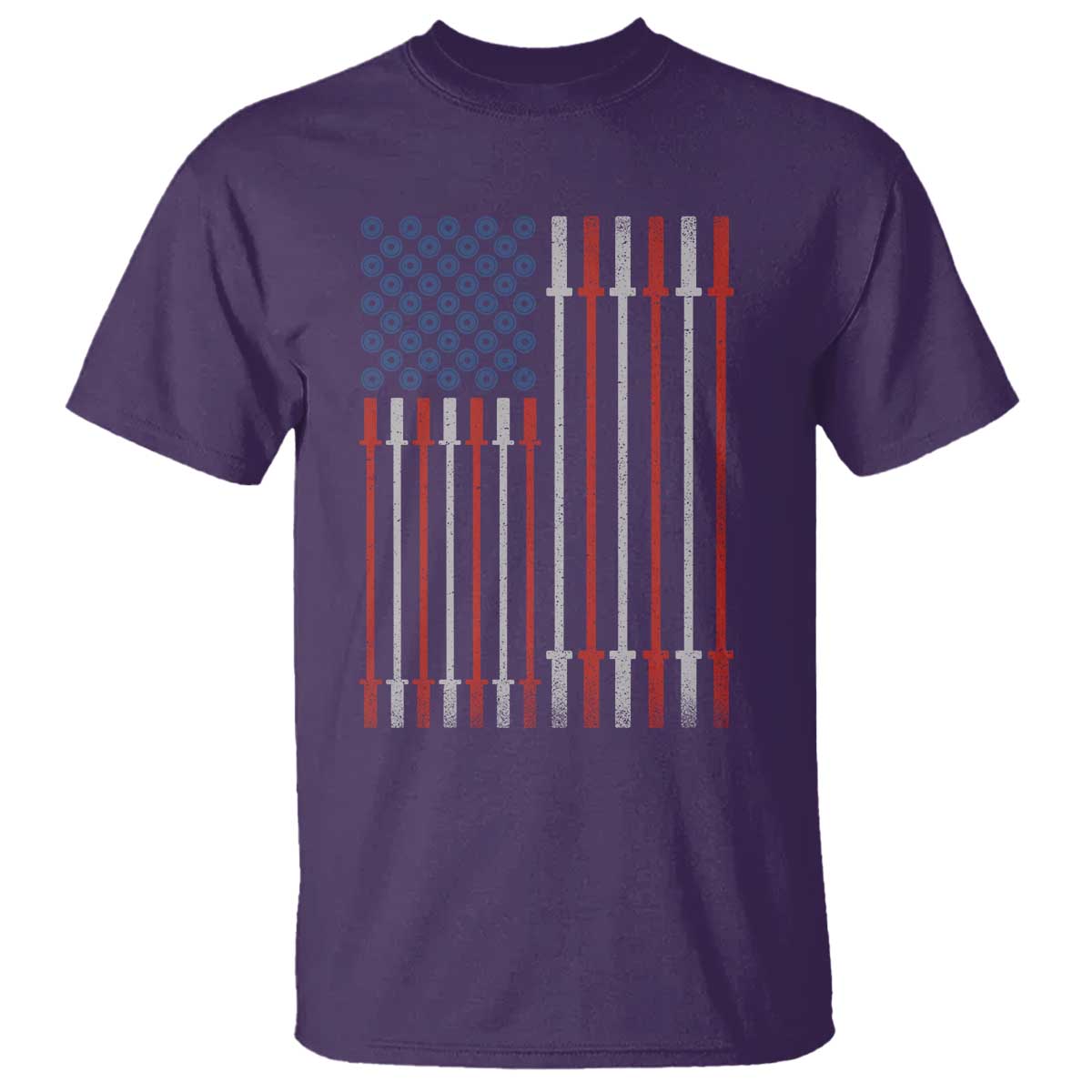 Fitness Gym Barbell Powerlifting Patriotic American Flag T Shirt - Wonder Print Shop
