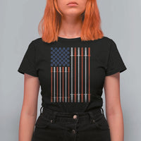 Fitness Gym Barbell Powerlifting Patriotic American Flag T Shirt For Women - Wonder Print Shop