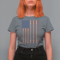Fitness Gym Barbell Powerlifting Patriotic American Flag T Shirt For Women - Wonder Print Shop