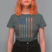 Fitness Gym Barbell Powerlifting Patriotic American Flag T Shirt For Women - Wonder Print Shop