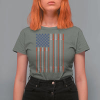 Fitness Gym Barbell Powerlifting Patriotic American Flag T Shirt For Women - Wonder Print Shop