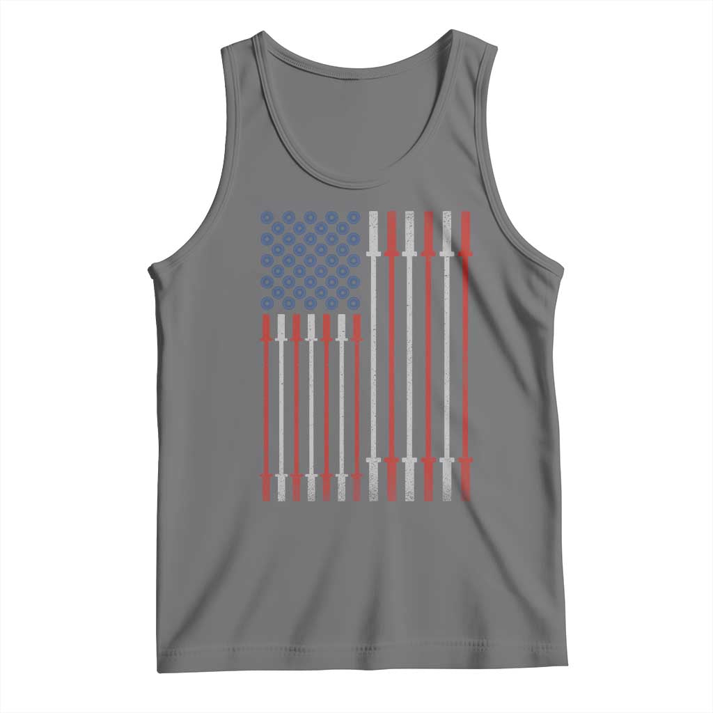 Fitness Gym Barbell Powerlifting Patriotic American Flag Tank Top - Wonder Print Shop