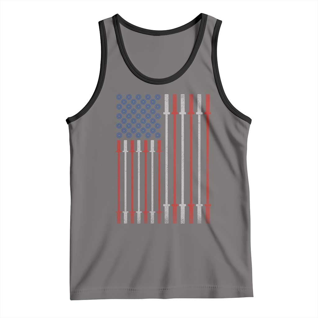 Fitness Gym Barbell Powerlifting Patriotic American Flag Tank Top - Wonder Print Shop
