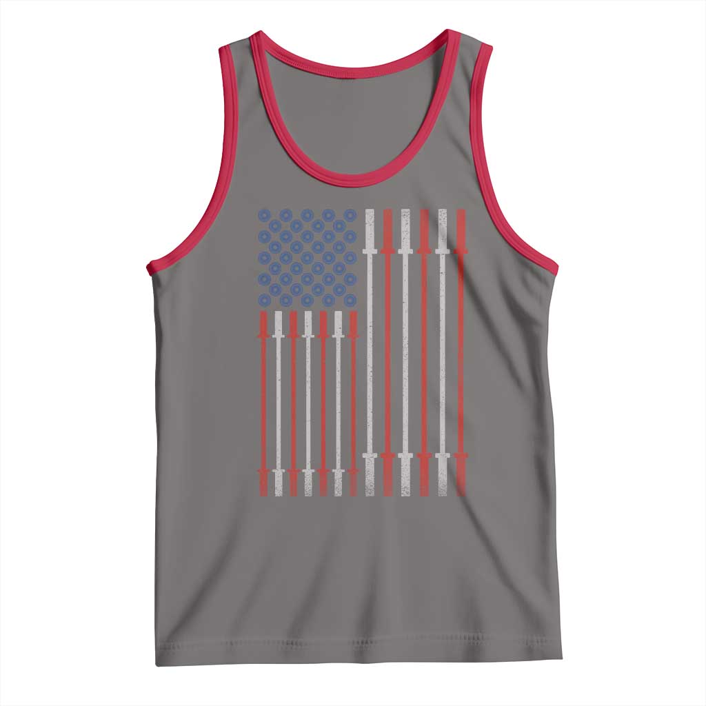 Fitness Gym Barbell Powerlifting Patriotic American Flag Tank Top - Wonder Print Shop